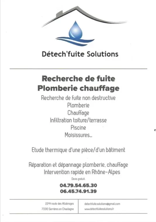 Services de plomberie, chauffage, recherche de fuite à Chambéry, Chambéry, Détech’fuite Solutions